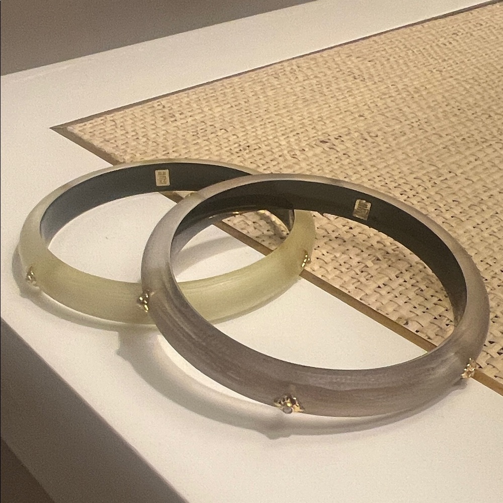 Alexis Bittar Lucite Iridescent pale yellow and silver grey Bracelets